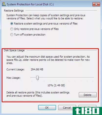 Configure disk space in Windows 7