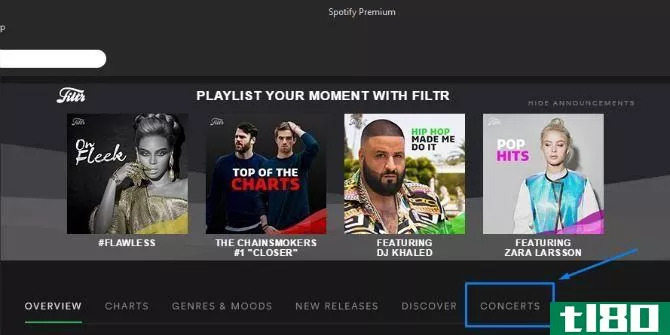 Spotify Concerts Page