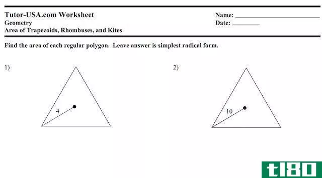 Tutor USA Geometry Math Worksheet Example Screenshot