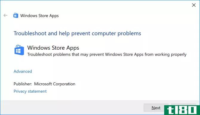 Running the Windows Store App troubleshooter