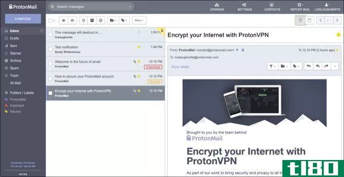 ProtonMail web interface