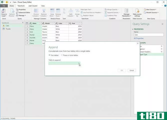 Appending Data Sets in Power Query for Excel