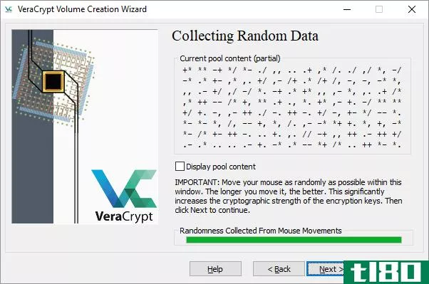 VeraCrypt Encryption Collecting Random Data
