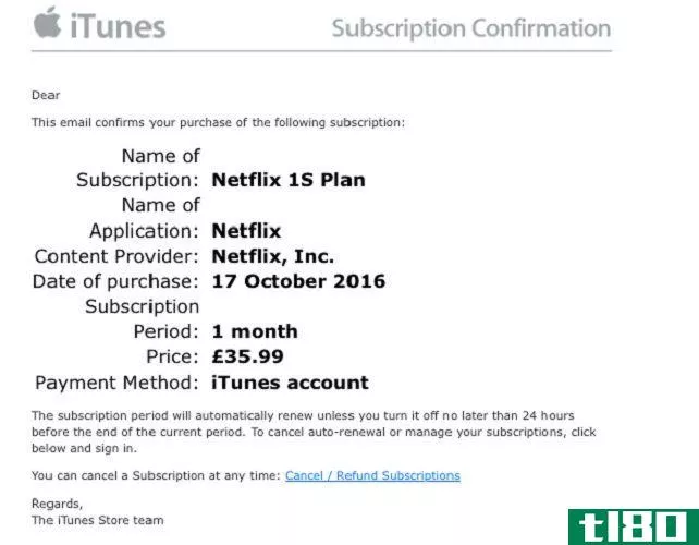 iTunes Netflix Scam Email