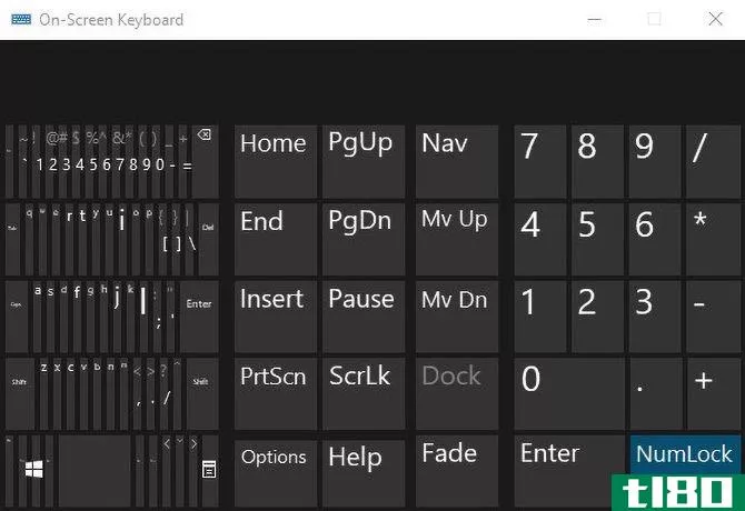 A scaled-down on-screen keyboard to focus on the numpad