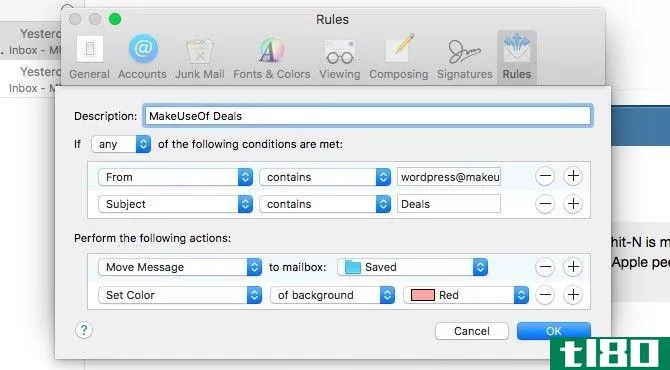 Mac Mail -- Mailbox Rule