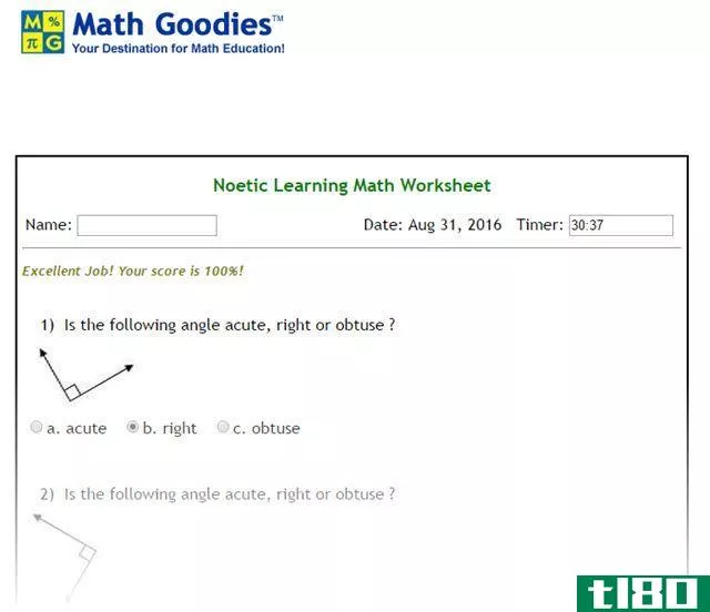 Math Goodies Noetic Learning Worksheet Example Screenshot
