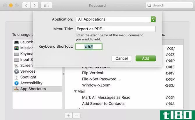 All Application Shortcut for Export as PDF Mac