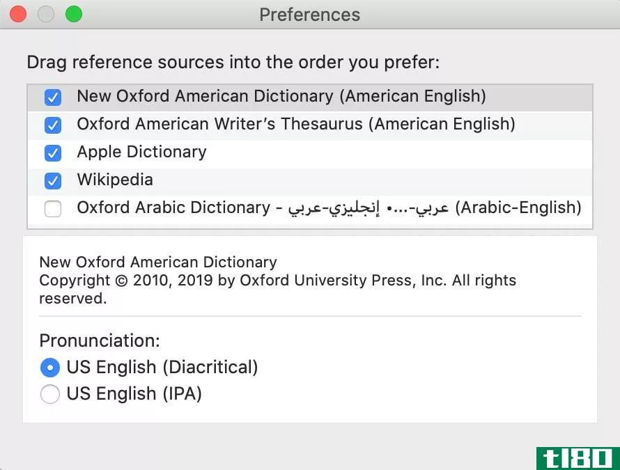 macOS Dictionaries app