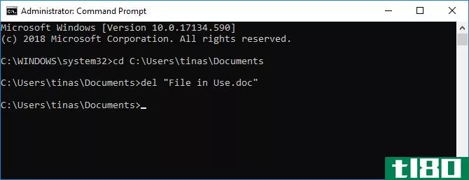 Delete file in Windows command prompt.