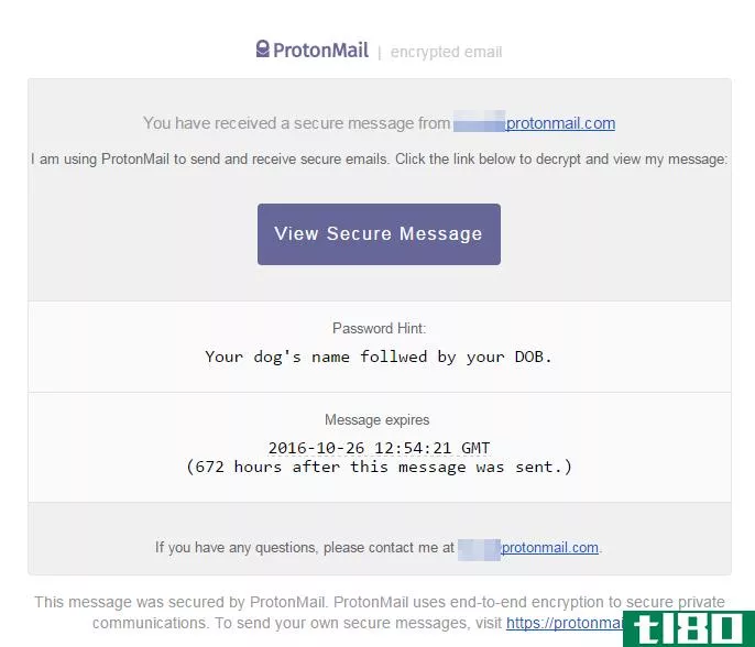 ProtonMail Encrypted Message Sent