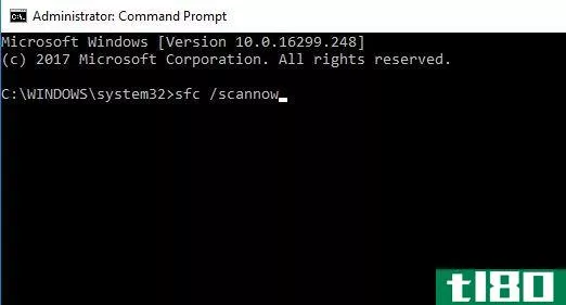 Administrator Command Prompt with sfc /scannow command