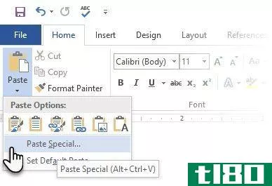 Microsoft Word Paste Special Right-Click