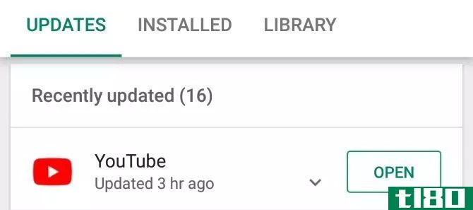 Updating YouTube on Android