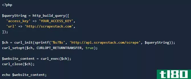 Use PHP to access the Scrapestack API