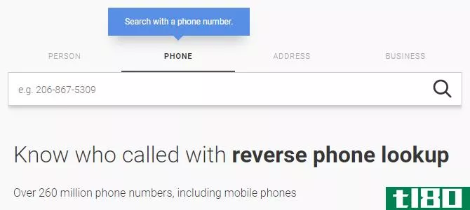 Whitepages reverse phone lookup service.