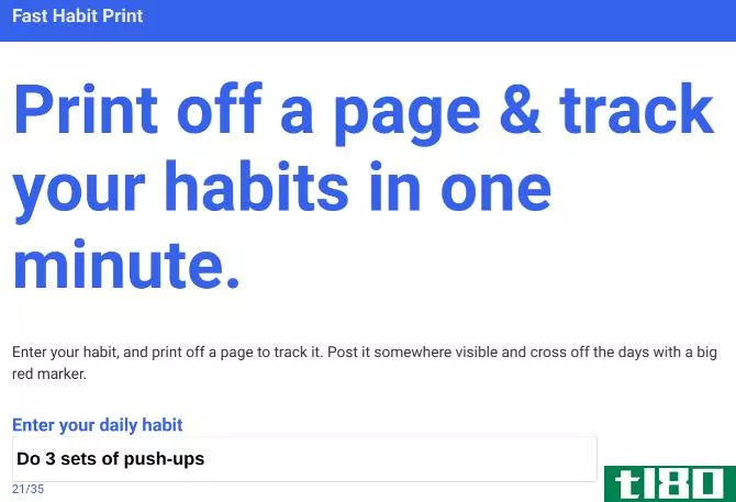 Create a custom printable chart for any habit streak at Habit Print 