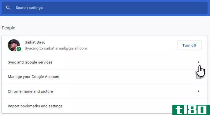 Sync and Google Services in Chrome Settings