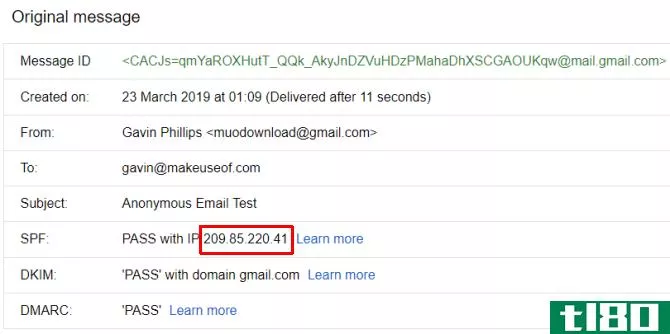 gmail trace ip address