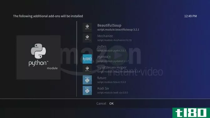 Amazon VOD dependencies in Kodi
