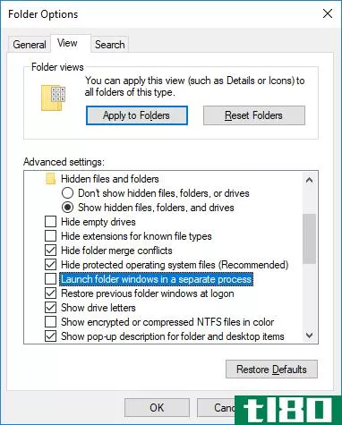 This screenshot shows the Windows Folder Opti*** menu