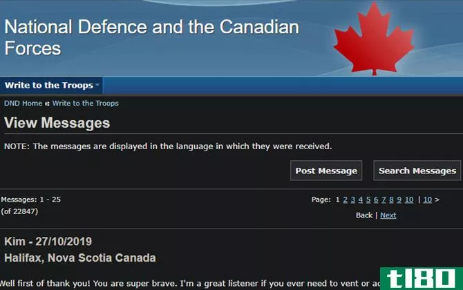 Canadian Armed Forces Message