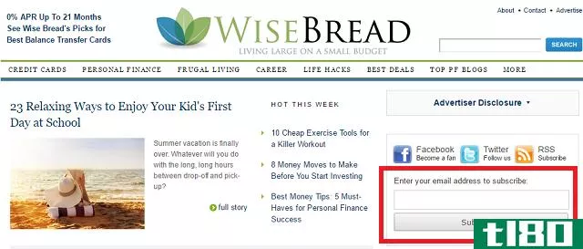 WiseBread Finance Website Screenshot