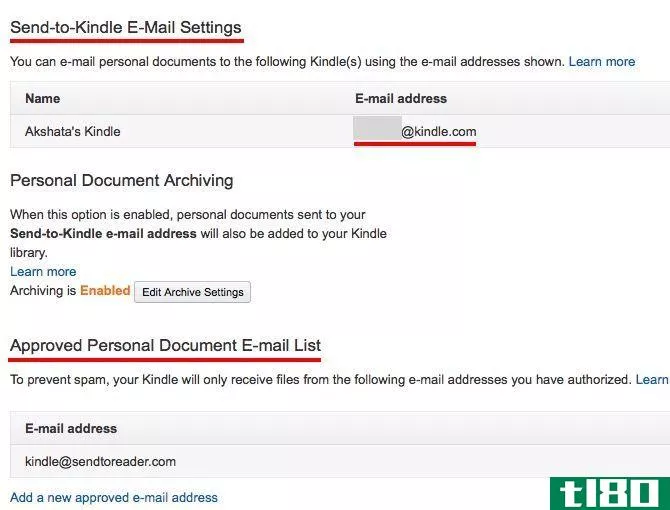 Send to Kindle Email Settings