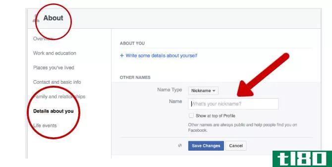 Facebook Tricks and Features -- Nickname