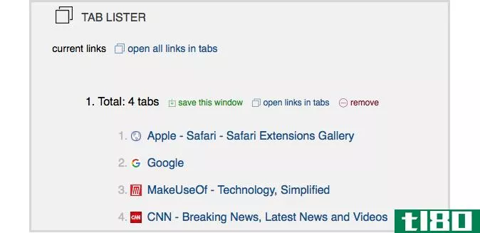 Tab Lister Safari Extension