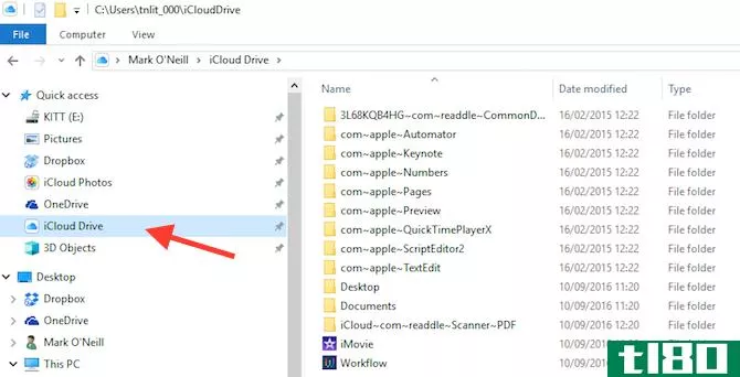 iCloud Control Panel in Windows File Explorer Screenshot