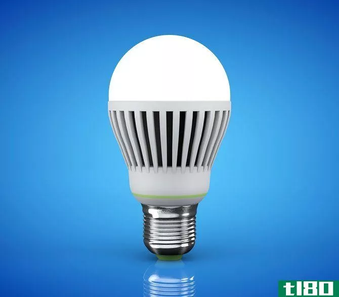 LED bulb on blue background