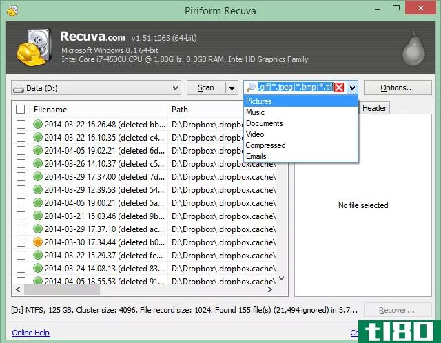 This is a screen capture of one of the best the Windows programs for recovering deleted files. It's called Piriform Recuva.