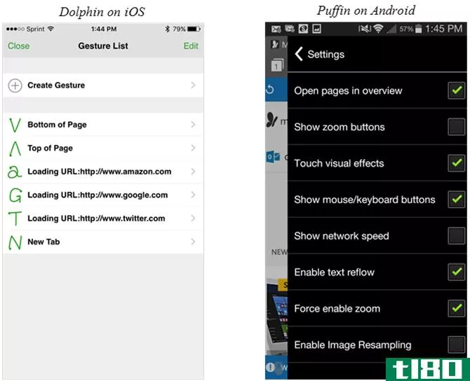 Dolphin on iOS and Puffin on Android Mobile Browsers