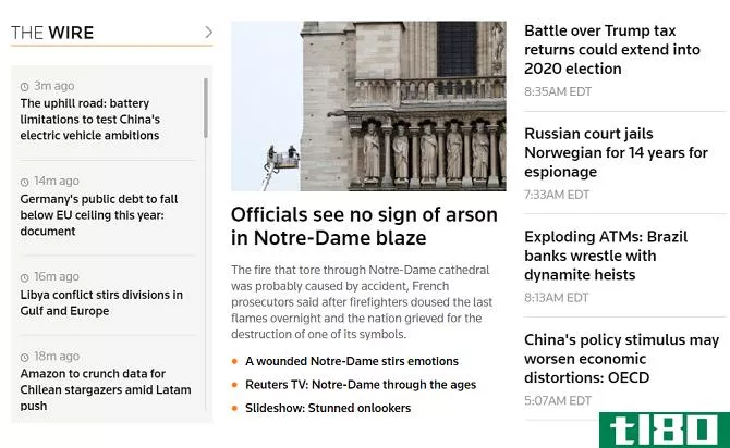 This is a screenshot of Reuter's homepage