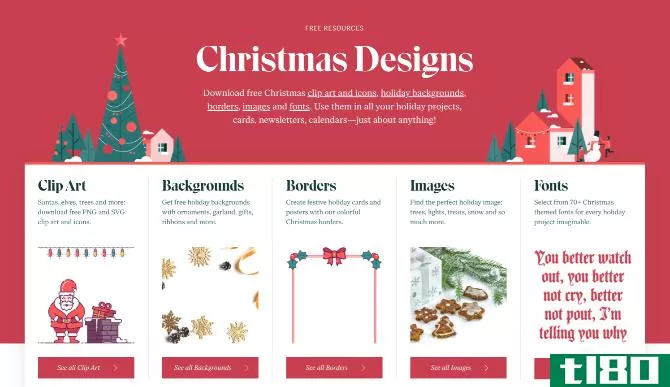 Christmas Headquarters has free downloads of holiday designs