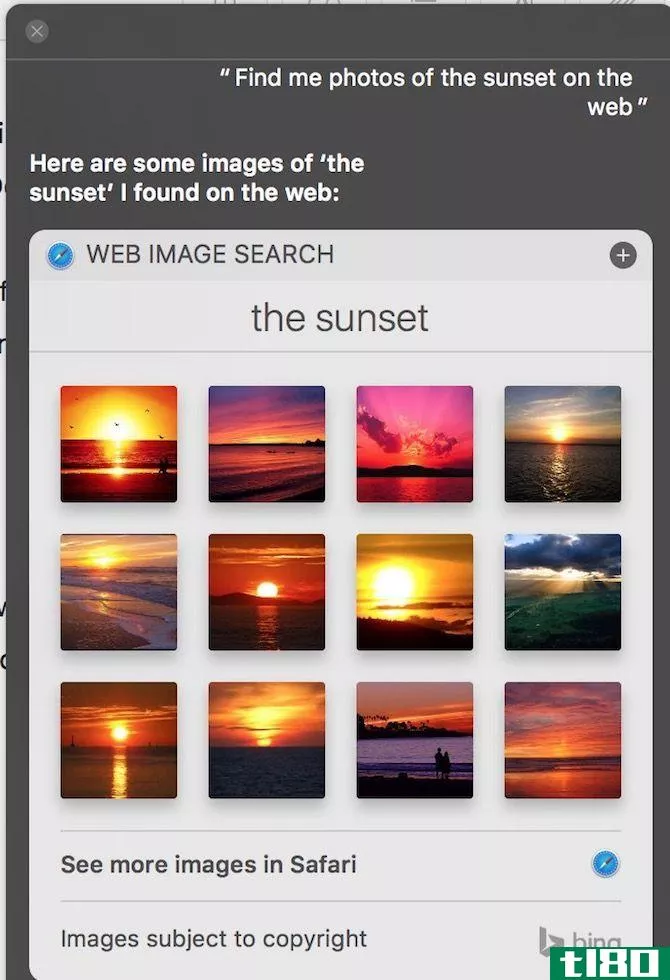Siri Find Photos of Sunset on the Web
