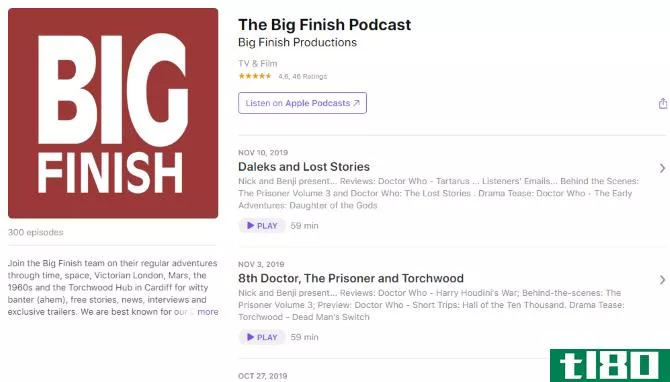 Big Finish produces a popular Doctor Who podcast