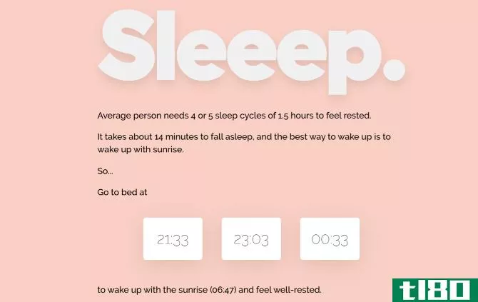 Sleeep web app calculates when you should go to bed for the best sleep cycle