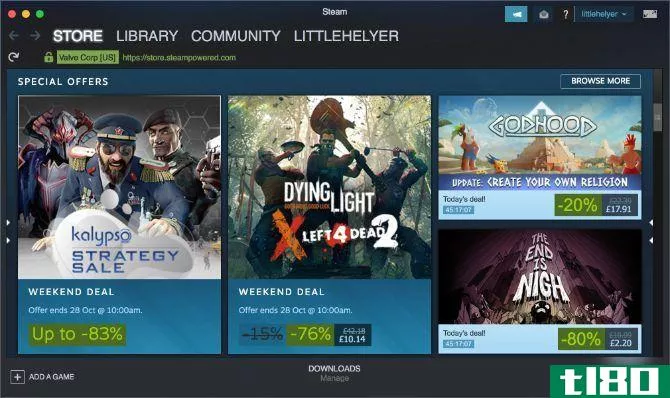 Steam store on macOS showing video games on sale