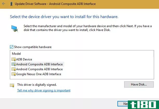 android ADB interface in Windows 10