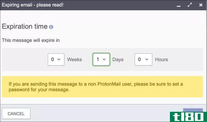 ProtonMail expiring email