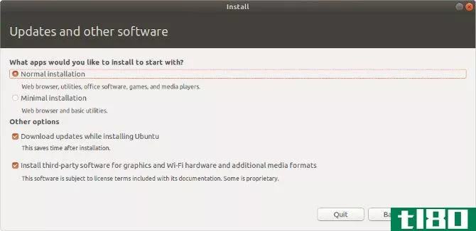 Normal Ubuntu installation with third-party software selected