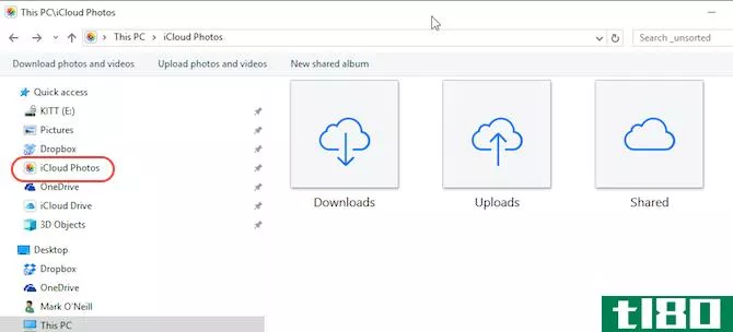 iCloud Control Panel Photos in Windows File Explorer Screenshot