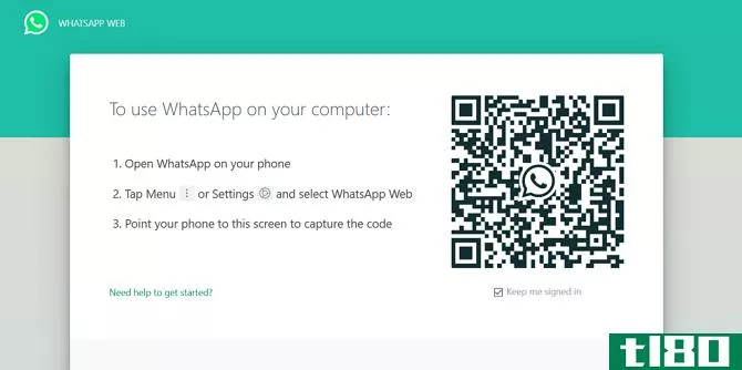 Screenshot of the WhatsApp Web login page