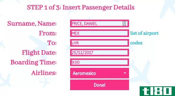 fake airline ticket details