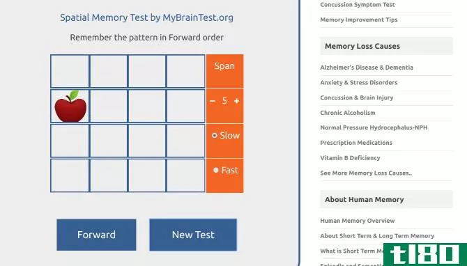 Memory Loss Test lets you check your short term memory and working memory