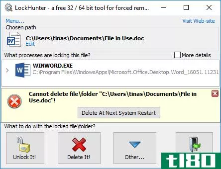 Delete File in Use with LockHunter.