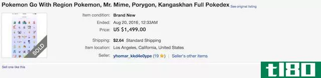 Sell Pokemon Go on Ebay