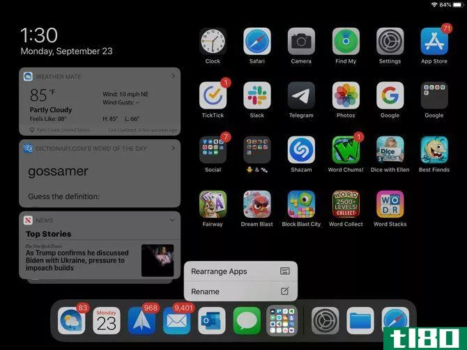 iPadOS Rearrange Apps and Folder in Dock